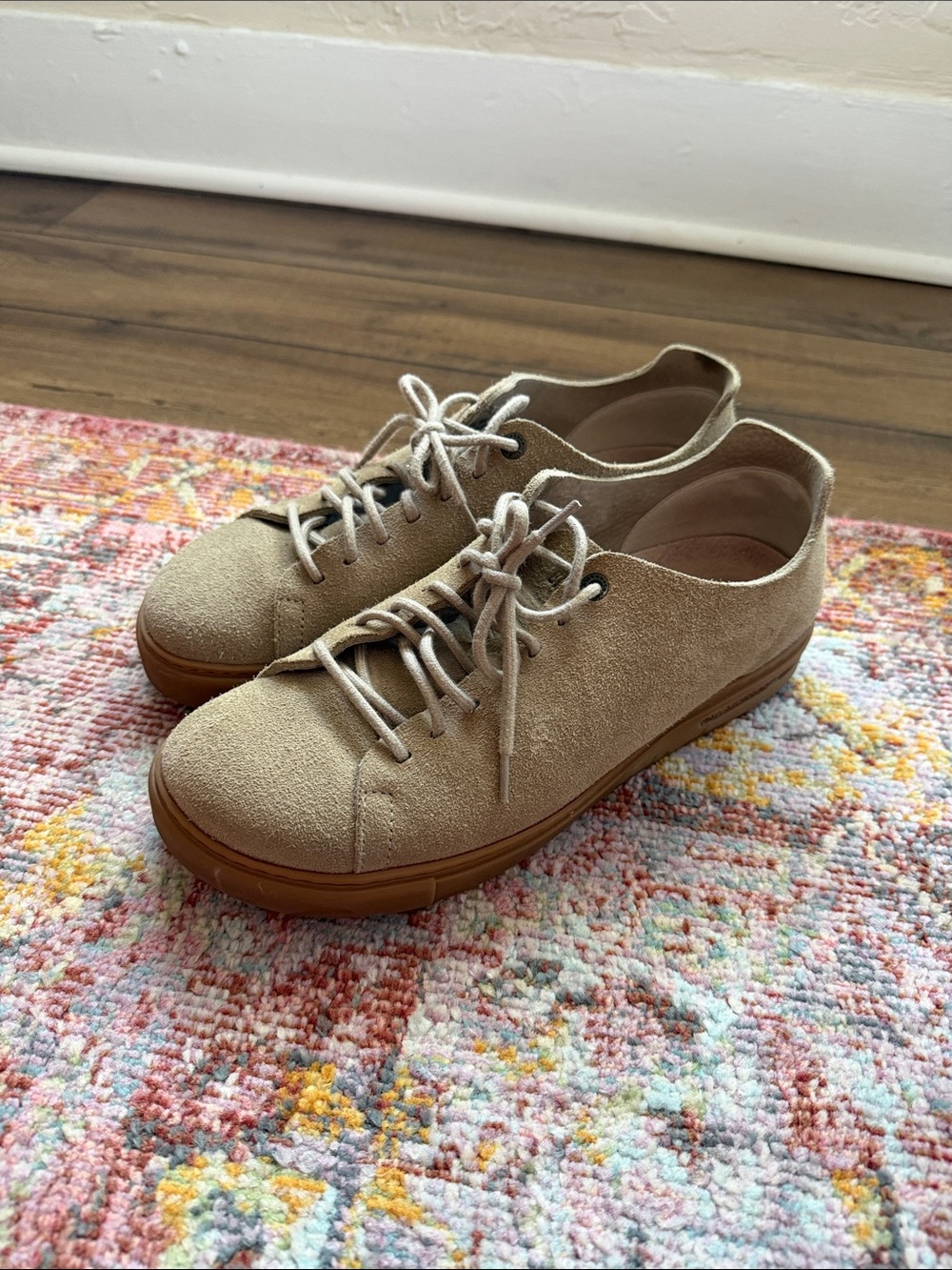 Birkenstock Taupe Suede Lace-Up Sneakers